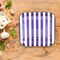 8 Ct. Purple Striped Square Paper Dessert Plates Bold Party Tableware 7 1/4"